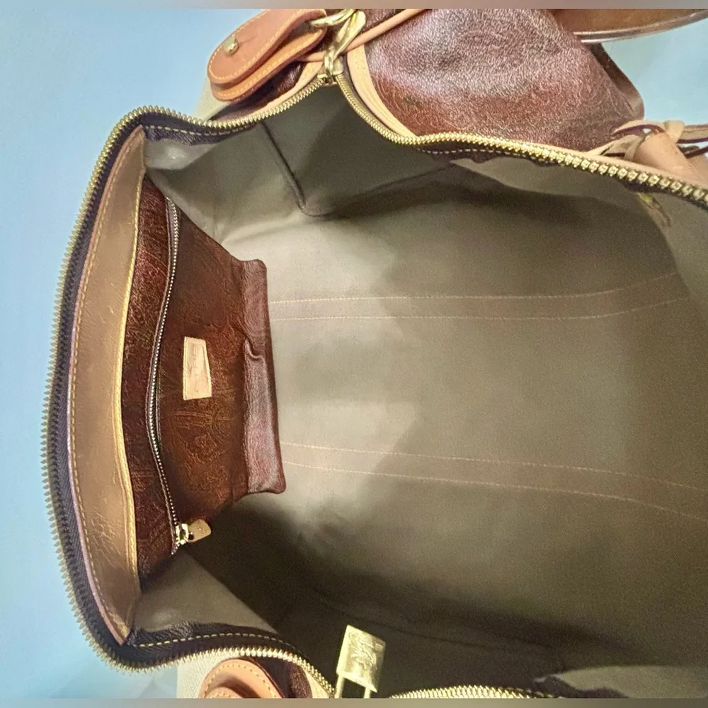 ETRO Milano Red Paisley Boston Bandolier Weekend Bag: Cuff/Strap/Lock & Keys